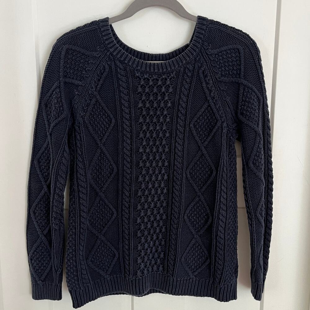 GAP Aran Irish Cable Knit Sweater Navy Women’s M Chunky Fisherman